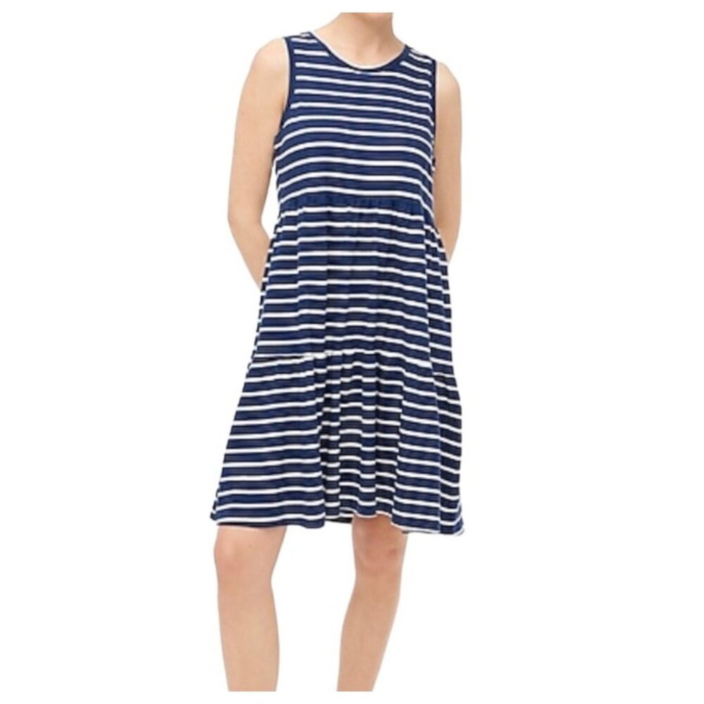 J.Crew Sleeveless Striped Knit Tiered Mini Dress Size S